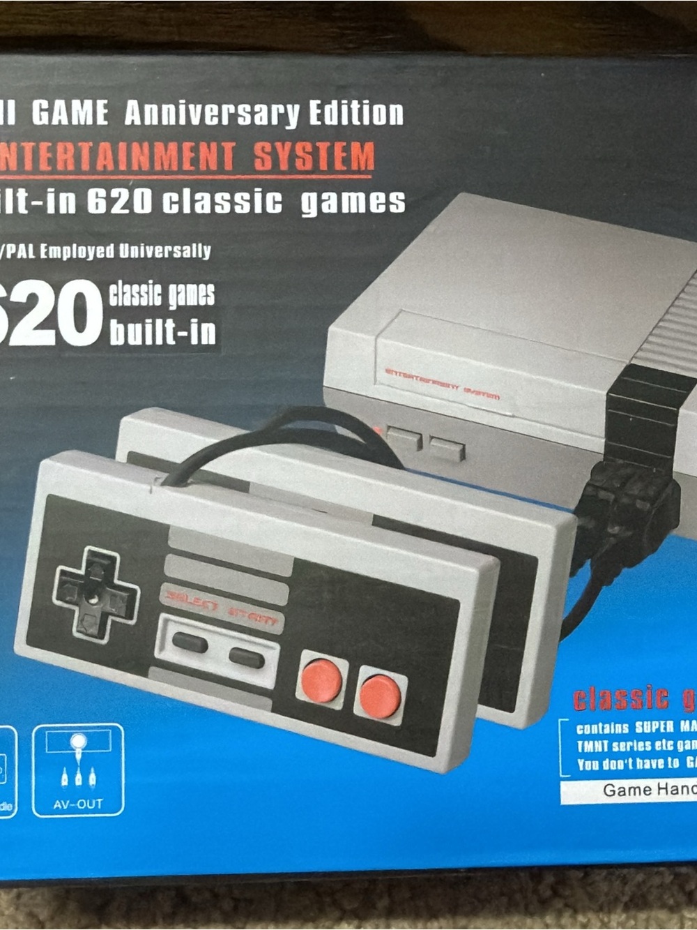 Classic Retro Game Console with Gray & Black Controllers - Unbranded